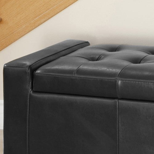 Guernsey Black Leather Storage Ottoman Bench Only Ottomans