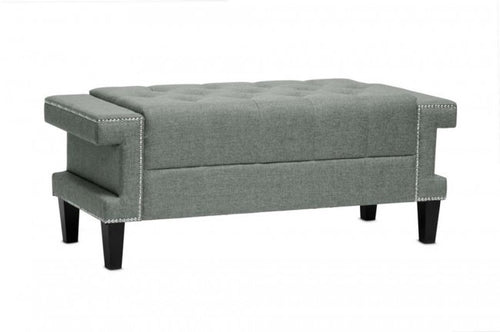 Cheshire Gray Modern Tufted Linen Bench