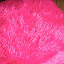 Skyler Hot Pink Faux Fur Cube Accent Pouf