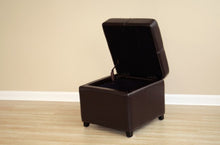 Manlio Dark Brown Square Leather Storage Ottoman