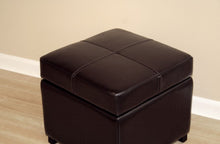 Manlio Dark Brown Square Leather Storage Ottoman