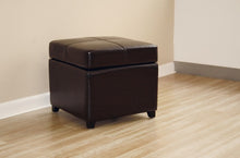 Manlio Dark Brown Square Leather Storage Ottoman