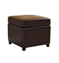 Manlio Dark Brown Square Leather Storage Ottoman