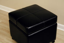 Manlio Black Square Leather Storage Ottoman