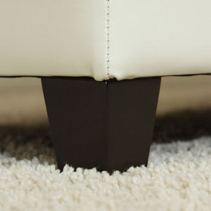 York Cream Leather Storage Ottoman Bench