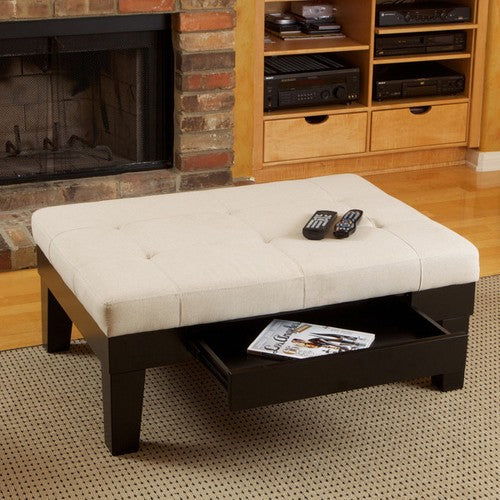 Chatham Ivory Linen Storage Cocktail Ottoman