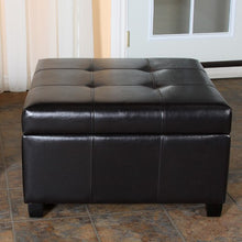 Ruston Black Leather Storage Ottoman
