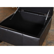 Ruston Black Leather Storage Ottoman
