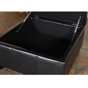 Ruston Black Leather Storage Ottoman