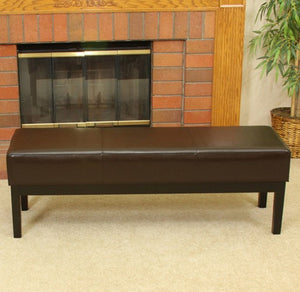 Melrose Brown Leather Ottoman Bench