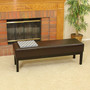 Melrose Brown Leather Ottoman Bench