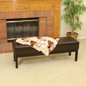 Melrose Brown Leather Ottoman Bench