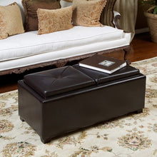 Maxwell Espresso Leather Tray Ottoman Coffee Table
