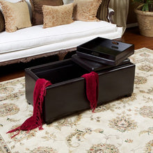Maxwell Espresso Leather Tray Ottoman Coffee Table