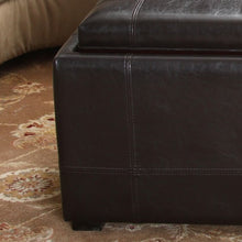 Renard Espresso Leather Tray Top  Storage Ottoman Set