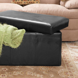 Nottingham Black Leather Folding Storage Ottoman