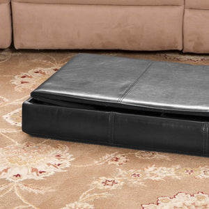 Nottingham Black Leather Folding Storage Ottoman