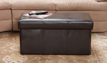 Nottingham Brown Leather Folding Storage Ottoman