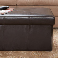 Nottingham Brown Leather Folding Storage Ottoman