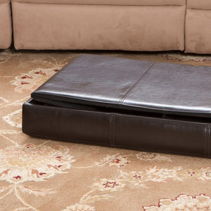 Nottingham Brown Leather Folding Storage Ottoman