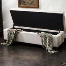 Brighton Off-White Linen Storage Ottoman Bench