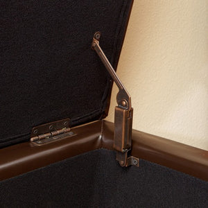 Mellen Tufted Brown Leather Storage Ottoman Bench