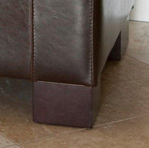 Guernsey Brown Leather Storage Ottoman Bench