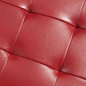 Guernsey Red Leather Storage Ottoman Bench