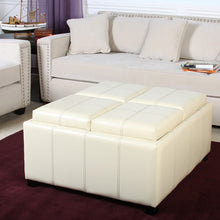 Dartmouth Cream Leather Tray Storage Ottoman