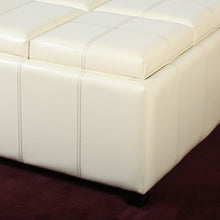 Dartmouth Cream Leather Tray Storage Ottoman