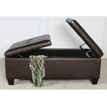 Alfred Brown Leather Storage Ottoman Coffee Table