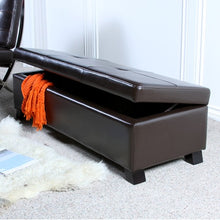 Cambridge Brown Leather Storage Ottoman Bench