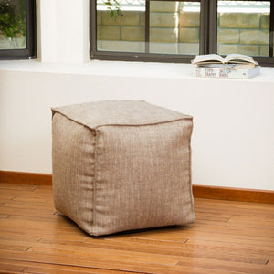 Luther Tan Fabric Cube Pouf