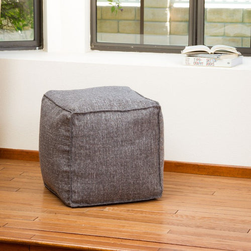 Luther Gray Fabric Cube Pouf