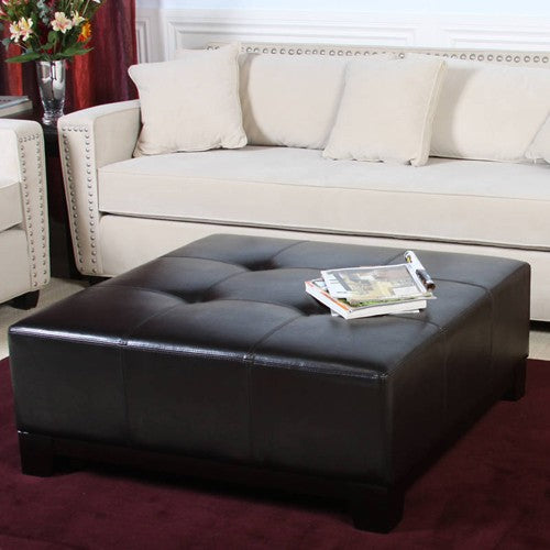 Darlington Espresso Brown Leather Cocktail Ottoman