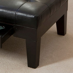 Chatham Black Leather Storage Cocktail Ottoman