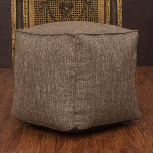 Luther Brown Fabric Cube Pouf