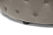 Cadell Beige Linen Round Tufted Ottoman