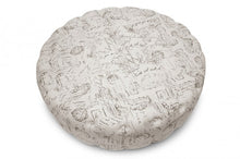 Cadell Beige Script Print Modern Tufted Ottoman