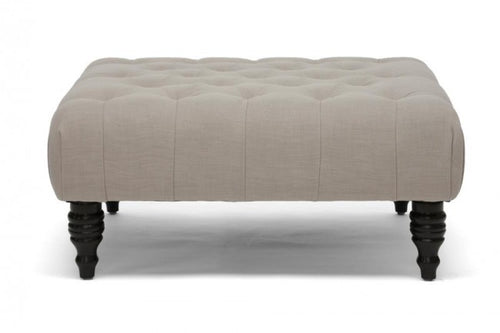 Keswick Beige Linen Modern Tufted Ottoman