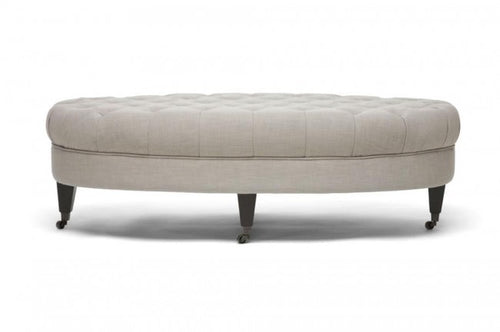 Brighton Beige Linen Modern Tufted Ottoman