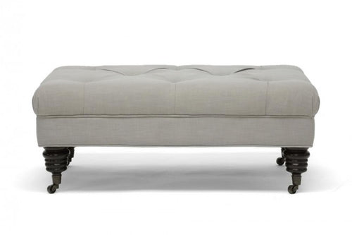 Bracknell Beige Linen Modern Tufted Ottoman