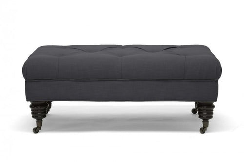 Bracknell Dark Gray Linen Modern Tufted Ottoman