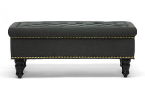 Whitby Gray Linen Modern Tufted Ottoman