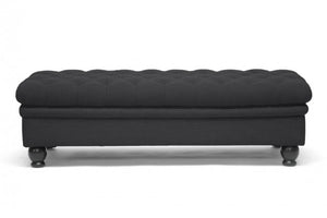 Guildford Dark Gray Linen Modern Tufted Ottoman