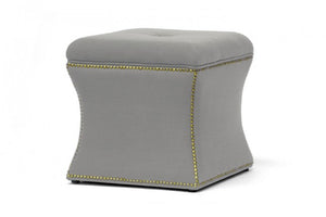 Sainsbury Beige Linen Modern Storage Ottoman