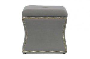 Sainsbury Beige Linen Modern Storage Ottoman