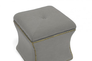 Sainsbury Beige Linen Modern Storage Ottoman