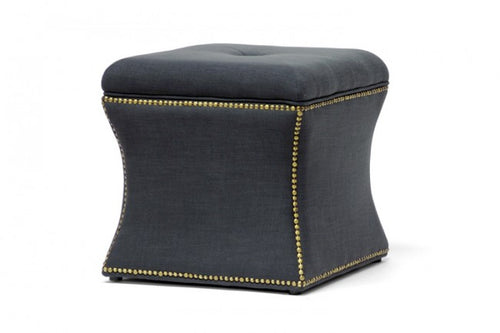 Sainsbury Dark Gray Linen Modern Storage Ottoman