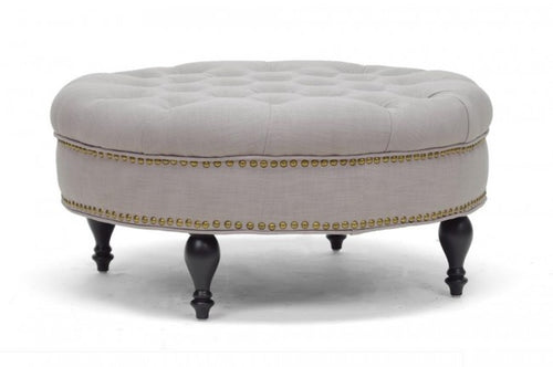 Palfrey Beige Linen Modern Tufted Ottoman